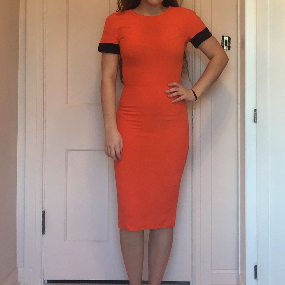 Victoria Beckham Orange Pencil Dress